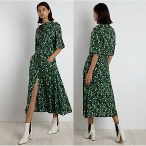 The Kit. Cobie Midi Shirtdress in Green Primrose